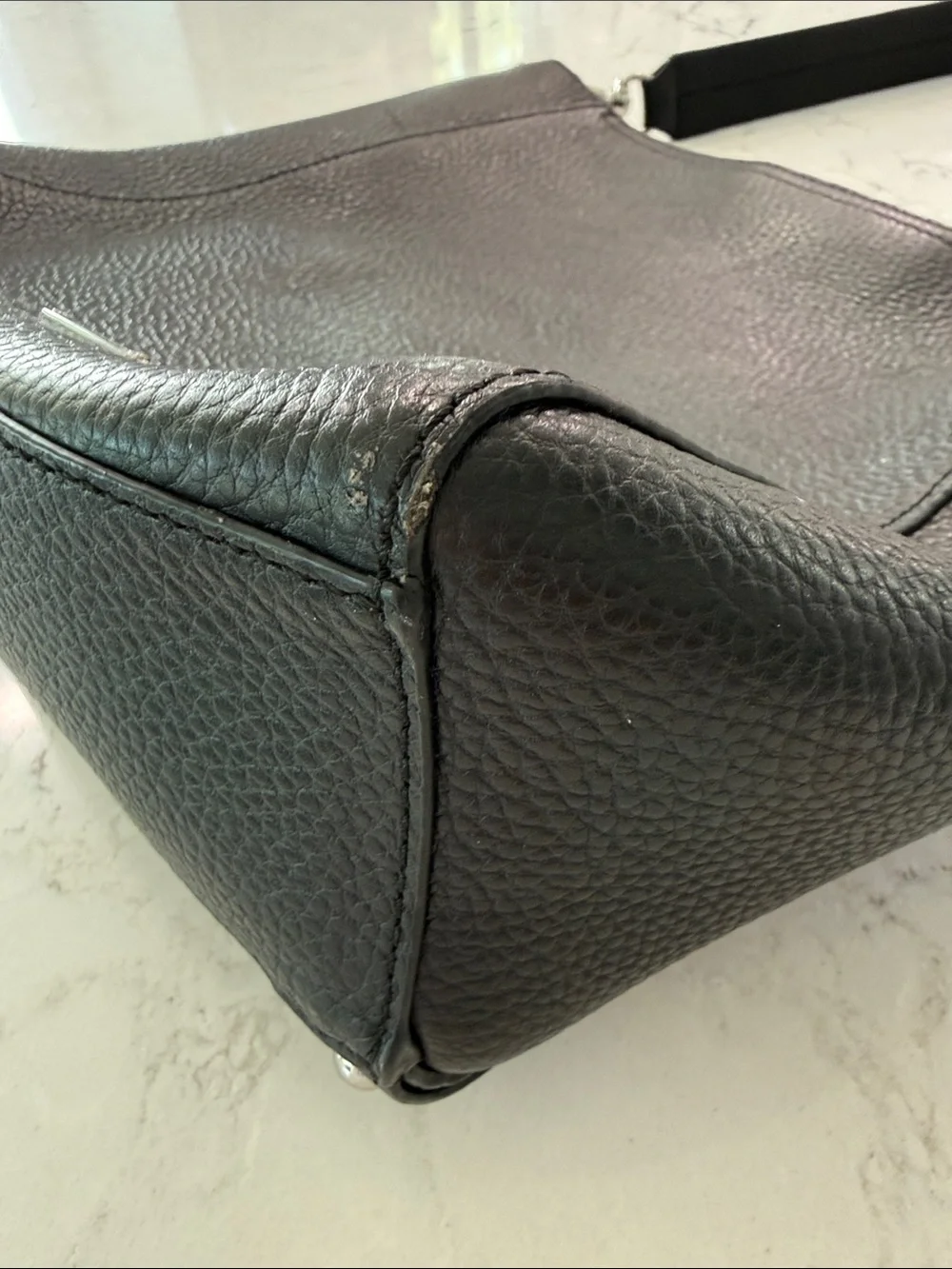 Rebecca Minkoff Black Pebbled Leather Studded Hobo Shoulder Bag